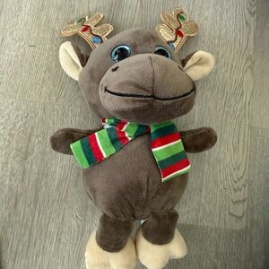 Brown Plush Reindeer Toy with Scarf